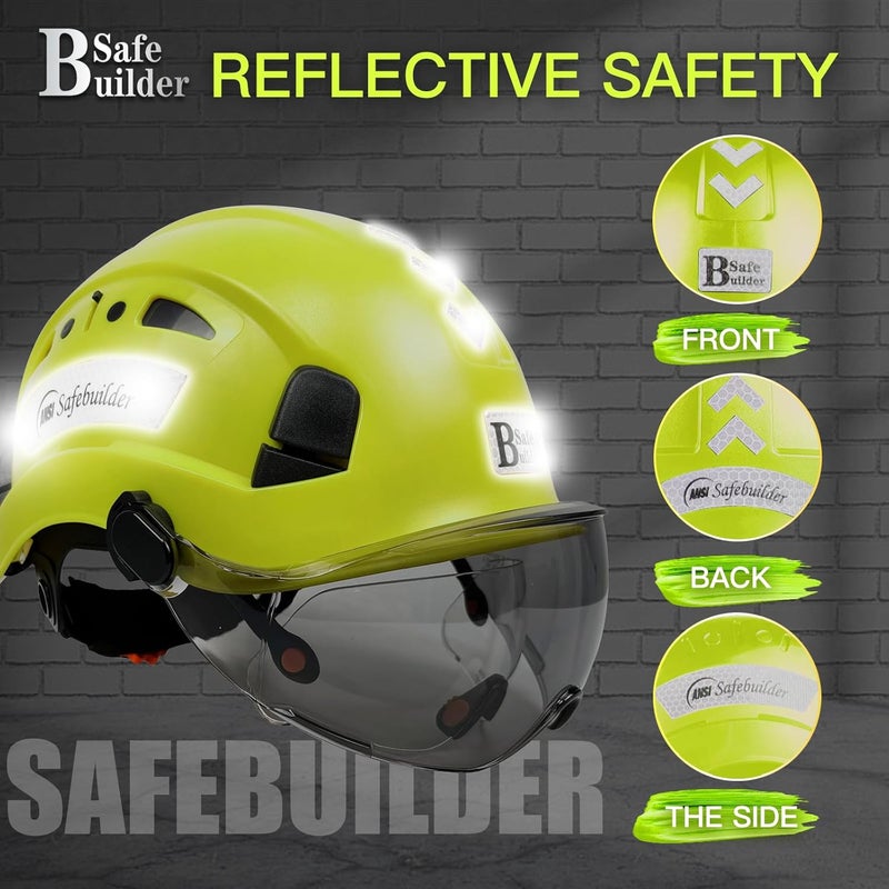 SAFEBUILDER Industrial Safety Helmet with Visor ABS Hard Hat with Visor Adjustable Ventilation Hardhats Construction Head Protection ANSI Z89.1 - Image 5